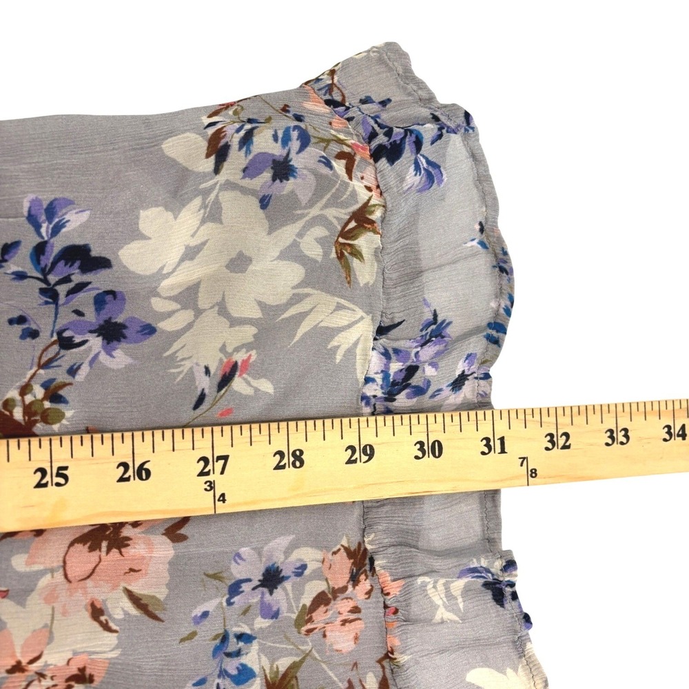 New Free People Floral Babydoll Mini Dress Women S Lavender Gray Puff Sleeve NWT - Picture 7 of 11